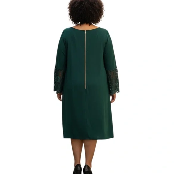 Nanette Lepore Dress Lace Sleeve Evergreen 22W - Picture 2 of 8